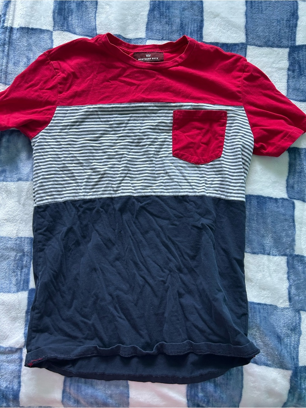 Men's Colorblock Short-Sleeve Pocket Tee - Red/White/Navy